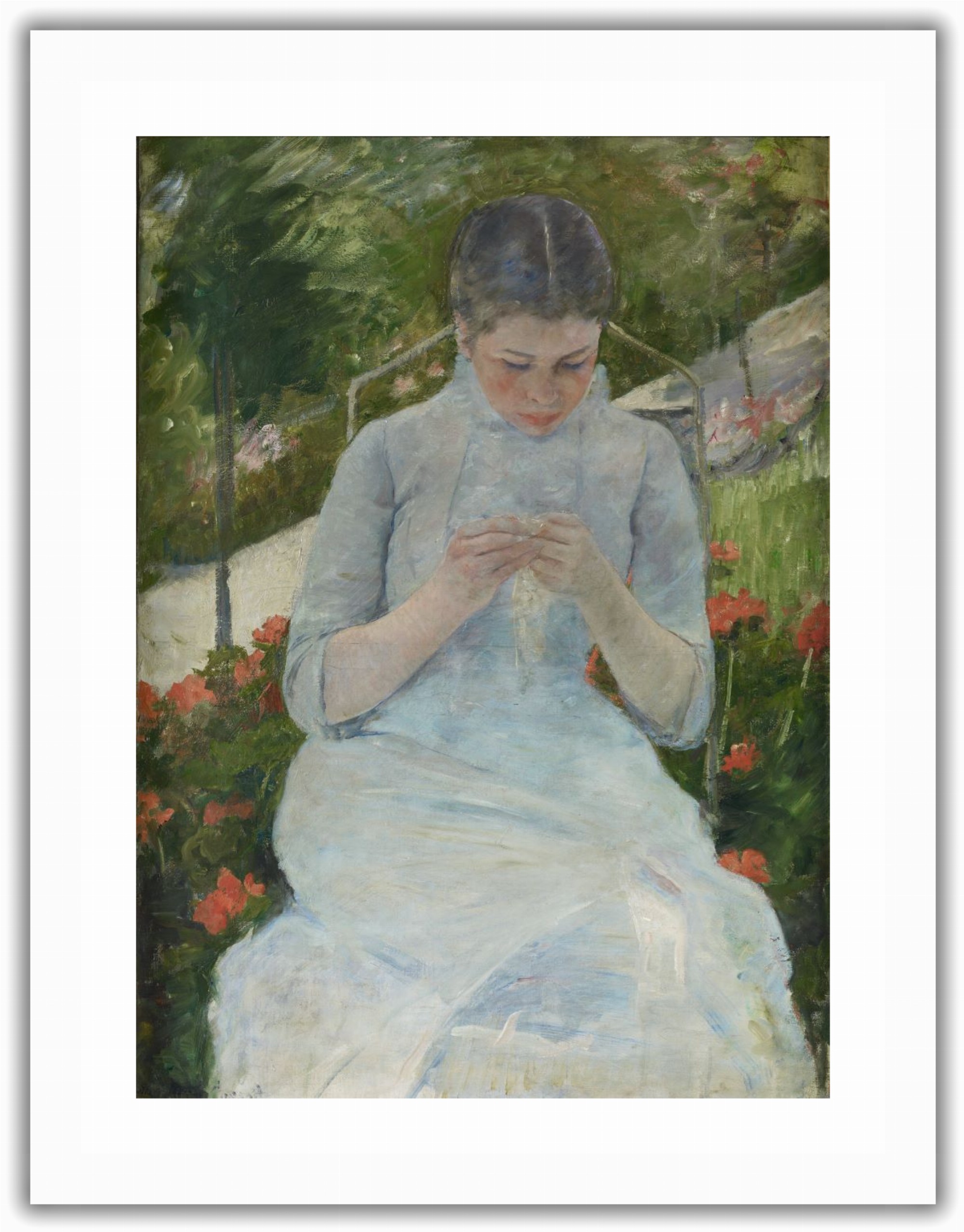 Jeune fille au jardin, dit aussi Femme cousant dans un jardin