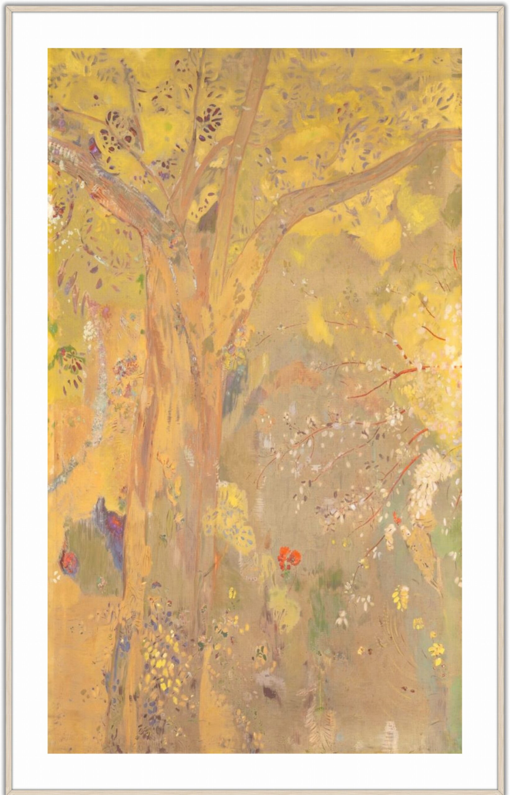 Décoration Domecy : arbre sur fond jaune