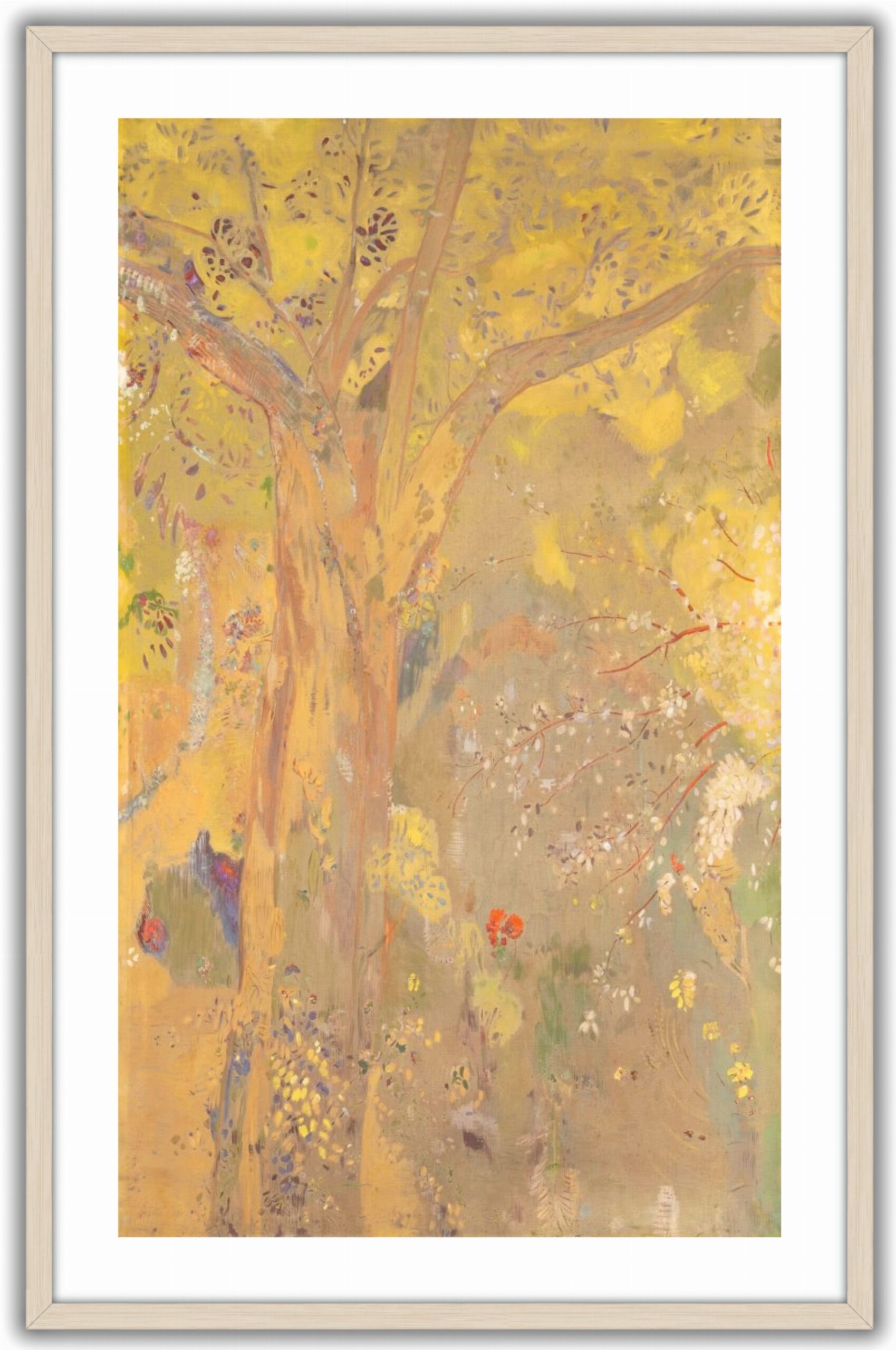 Décoration Domecy : arbre sur fond jaune